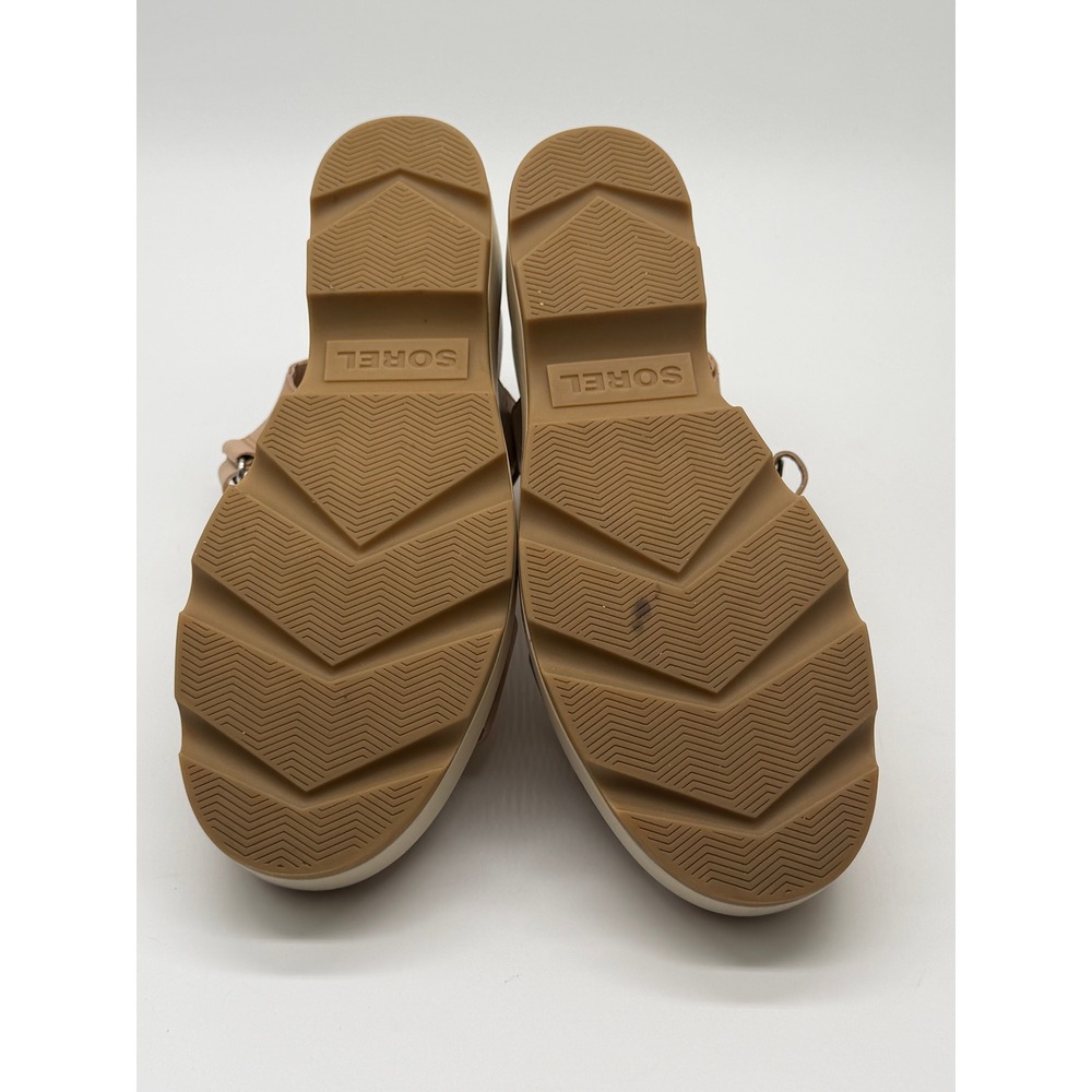 Sorel Joanie Y Strap Wedge Sandals Women 8 Tan Brown Leather Platform - Picture 10 of 10